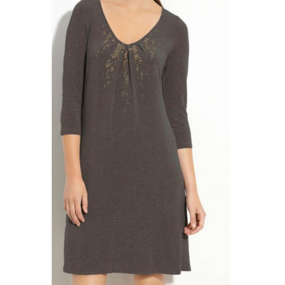 Eileen Fisher Bead and Sequin Italian Yarn Dress Petite Large